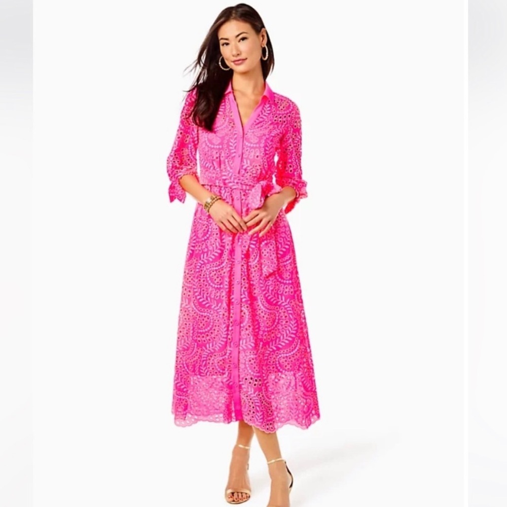 Lilly Pulitzer Amrita Midi Shirtdress In Pink Isle
Size 4
